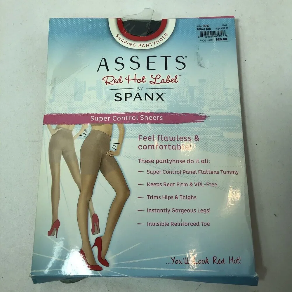 Assets Red Hot Label by SPANX Shaping Pantyhose Super Control Sheers 5E Black C1